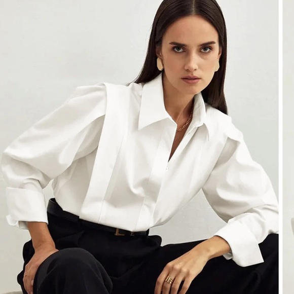 Fair and square white button down blouse - Picture 3 of 3